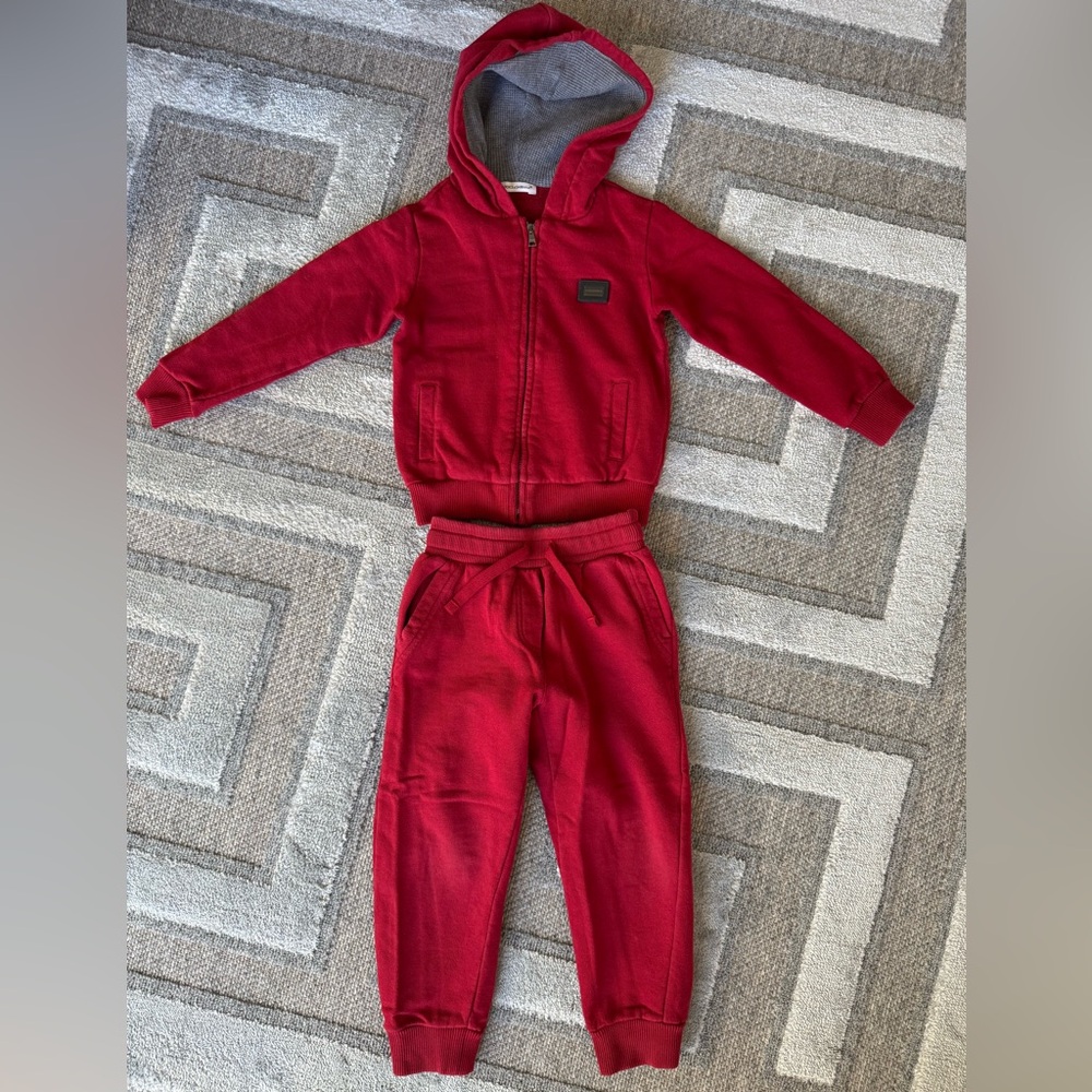 Dolce & Gabbana Kids Red Sweatpants & Hoodie Set